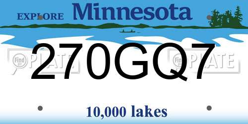270GQ7 Minnesota License Plate