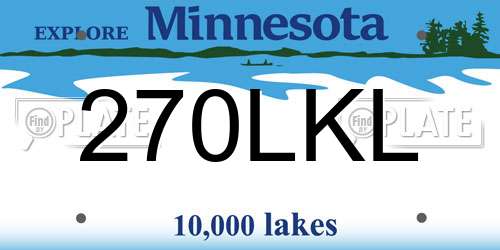270LKL Minnesota License Plate
