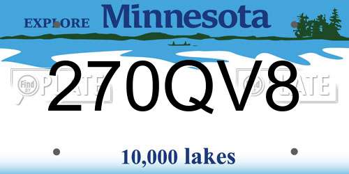 270QV8 Minnesota License Plate