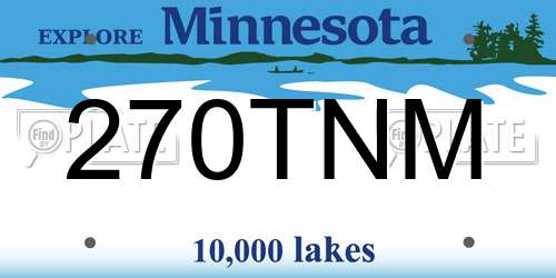270TNM Minnesota License Plate