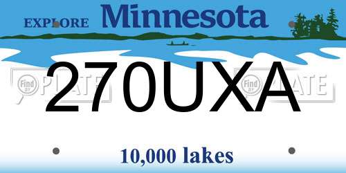 270UXA Minnesota License Plate