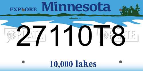 27110T8 Minnesota License Plate