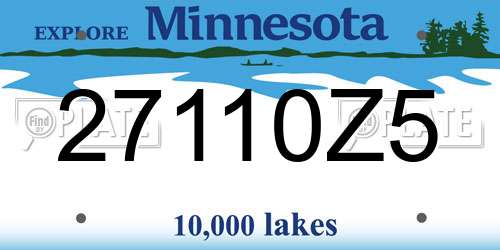 27110Z5 Minnesota License Plate
