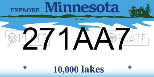 271AA7 Minnesota License Plate