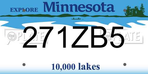 271ZB5 Minnesota License Plate