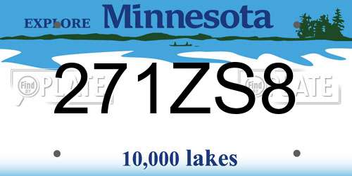271ZS8 Minnesota License Plate