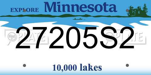 27205S2 Minnesota License Plate