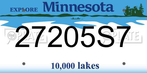 27205S7 Minnesota License Plate