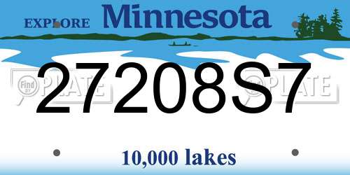 27208S7 Minnesota License Plate