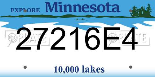 27216E4 Minnesota License Plate