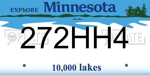 272HH4 Minnesota License Plate