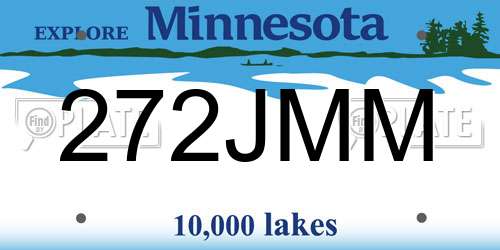 272JMM Minnesota License Plate