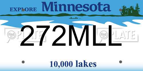 272MLL Minnesota License Plate