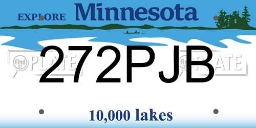 272PJB Minnesota License Plate