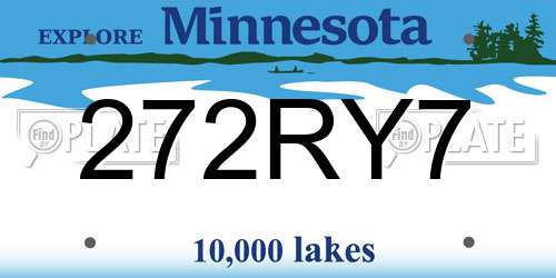 272RY7 Minnesota License Plate