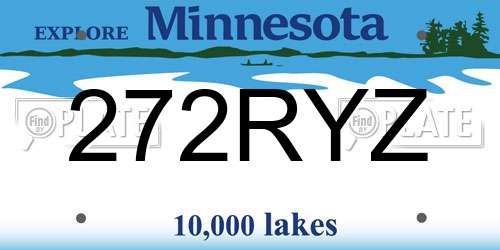 272RYZ Minnesota License Plate