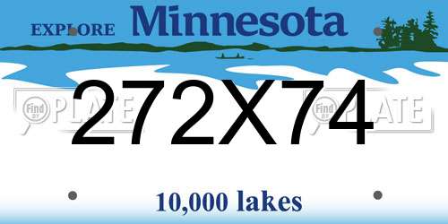 272X74 Minnesota License Plate
