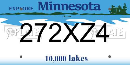 272XZ4 Minnesota License Plate