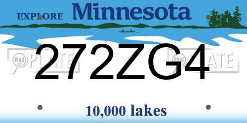 272ZG4 Minnesota License Plate