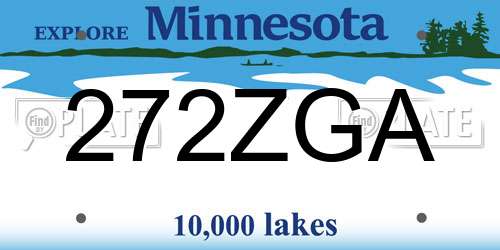 272ZGA Minnesota License Plate