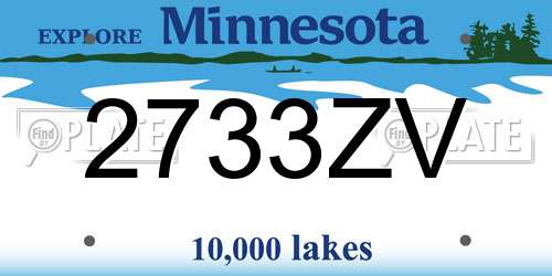 2733ZV Minnesota License Plate