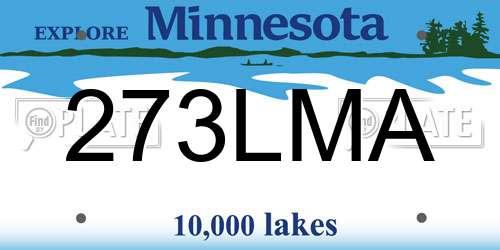 273LMA Minnesota License Plate