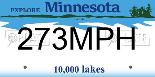 273MPH Minnesota License Plate
