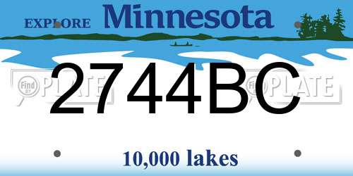 2744BC Minnesota License Plate