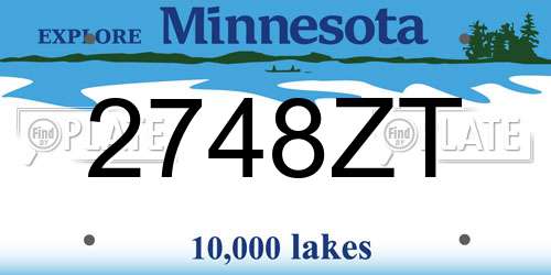 2748ZT Minnesota License Plate