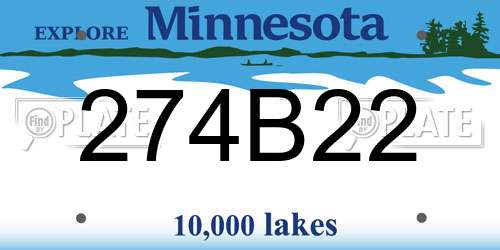 274B22 Minnesota License Plate