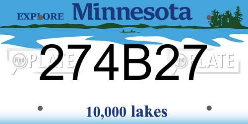 274B27 Minnesota License Plate