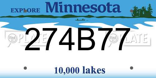 274B77 Minnesota License Plate