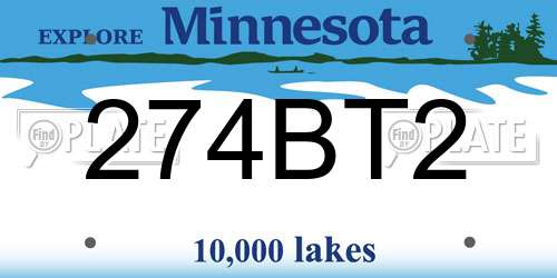 274BT2 Minnesota License Plate