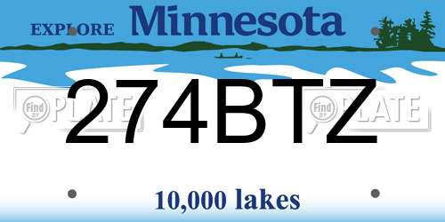 274BTZ Minnesota License Plate