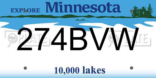 274BVW Minnesota License Plate