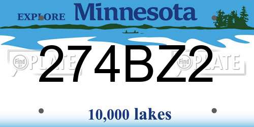 274BZ2 Minnesota License Plate