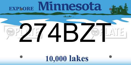 274BZT Minnesota License Plate