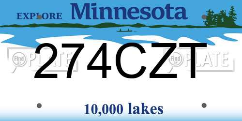 274CZT Minnesota License Plate