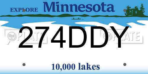 274DDY Minnesota License Plate