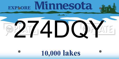 274DQY Minnesota License Plate