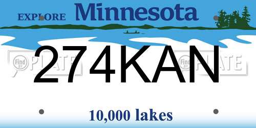 274KAN Minnesota License Plate