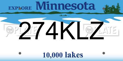 274KLZ Minnesota License Plate