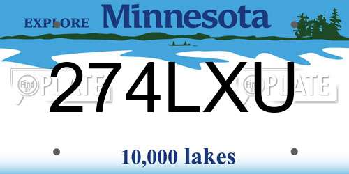 274LXU Minnesota License Plate