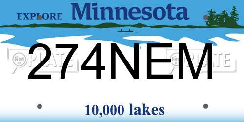 274NEM Minnesota License Plate