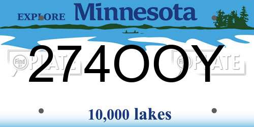 274OOY Minnesota License Plate