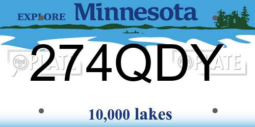 274QDY Minnesota License Plate