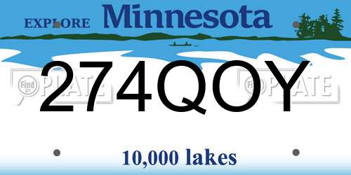 274QOY Minnesota License Plate