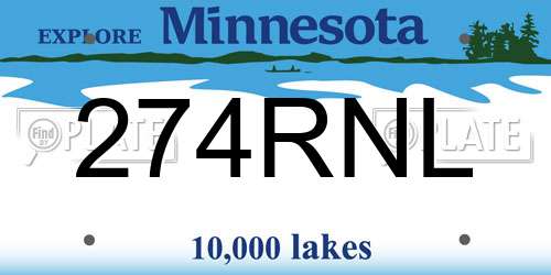 274RNL Minnesota License Plate