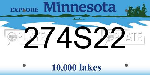 274S22 Minnesota License Plate