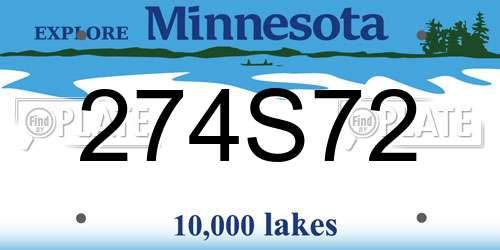 274S72 Minnesota License Plate